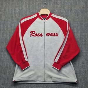 Vintage Rocawear Track Jacket Mens XXL Grey Red Script Logo Mesh Toggle Hem Y2K
